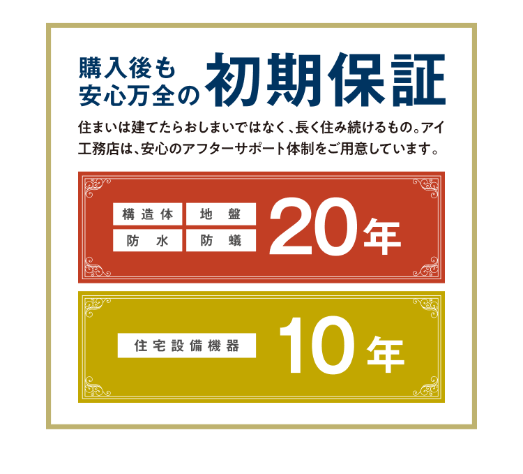 購入後も安心万全の初期保証